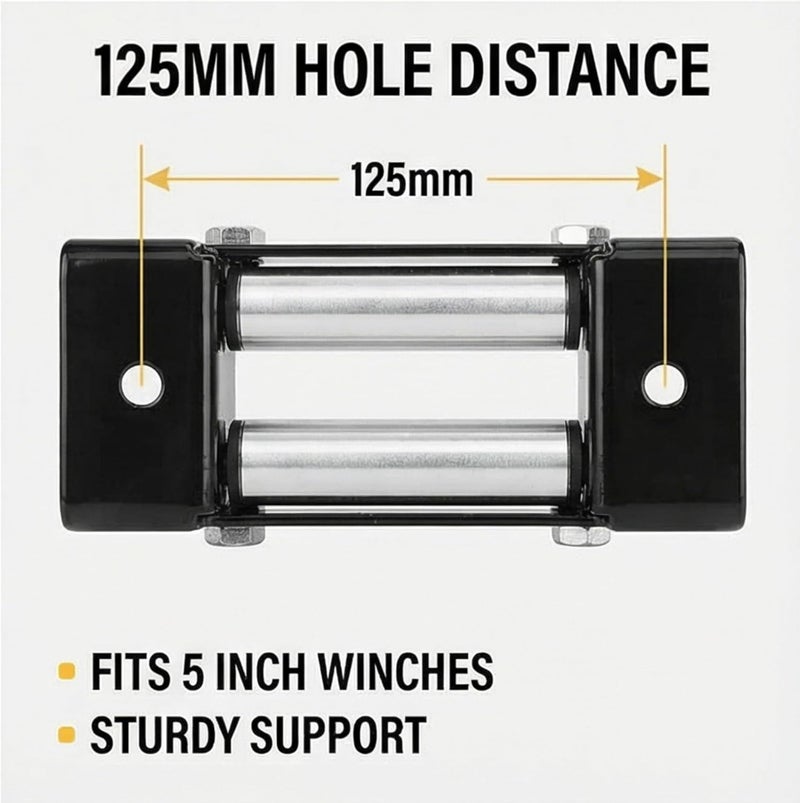 Hopoint 5 Inch Winch Roller Fairlead for Side by Side Cable Guide, Heavy Duty Universal Mount with 125mm Hole Distance, Durable and Reliable Winch Accessories for Towing Needs - Image 5